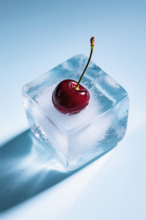 Close-up of a cherry on iceの素材