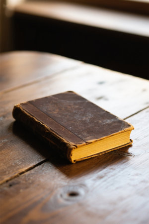 Old books on wooden desktopsの素材