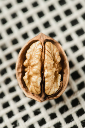 Close-up of peeled walnutsの素材