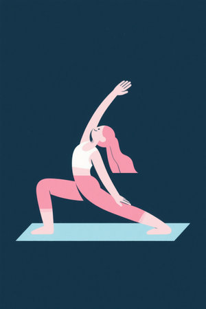 Female Yoga Practice Pose Illustrationの素材