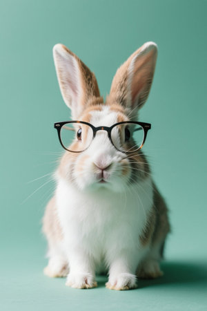 Cute pet bunny with glassesの素材