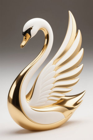 Golden and white swan handicraft ornamentsの素材