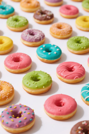 Colorful donut arrangement displayの素材