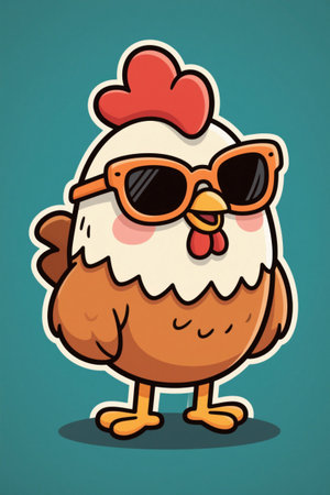 Cartoon hen with sunglassesの素材