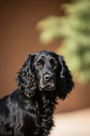 Close-up of a black pet dogの素材