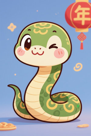 Cartoon snake image New Year theme materialの素材