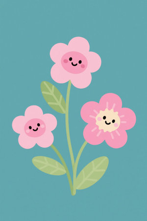 Cartoon pink flower illustrationの素材