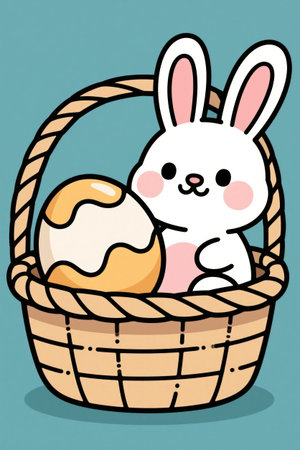 Easter Bunny and Easter Eggs Illustration Materialの素材