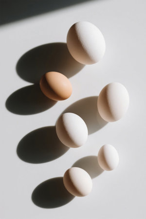 Multiple eggs on white backgroundの素材