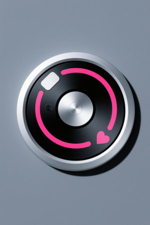 Round technology device with heart patternの素材