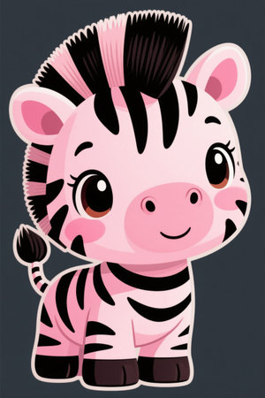 Cute cartoon pink zebra imageの素材