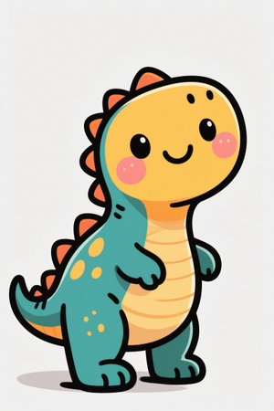 Cute cartoon dinosaur image illustrationの素材