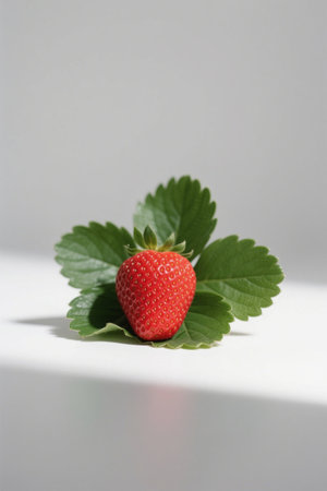 Close-up of a single strawberryの素材