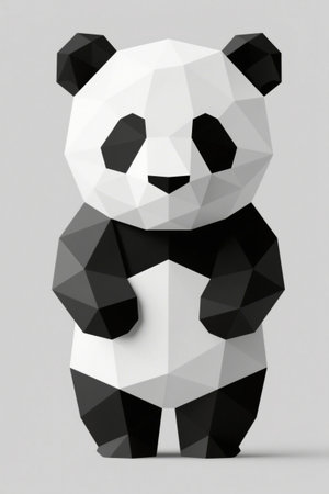 Polygonal style panda three-dimensional patternの素材