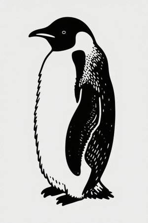 Black and white standing penguin materialの素材