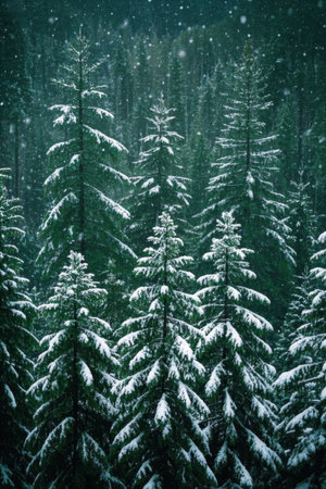 Snow covered forest natural landscapeの素材