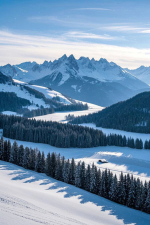 Snow Mountain Forest Winter Outdoor Sceneryの素材