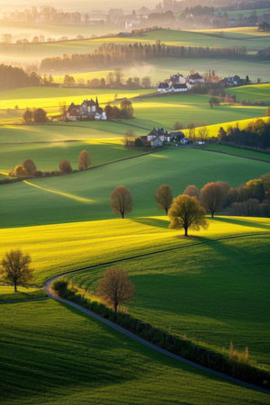 Panoramic view of rural sceneryの素材