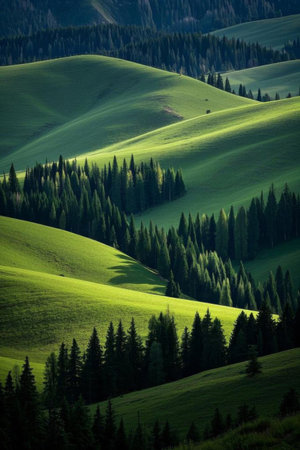 Green hills and forest natureの素材