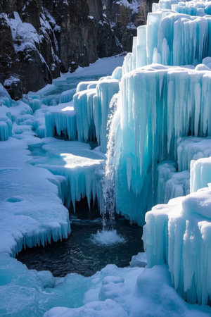 Winter Ice Falls Natural Landscapeの素材