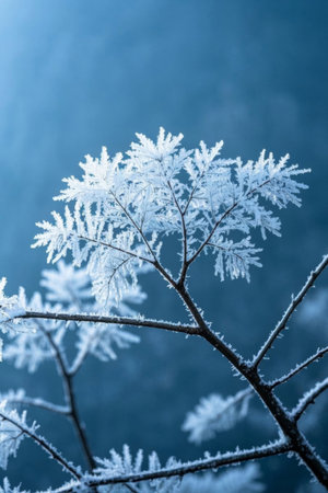 Close up of frosted branchesの素材