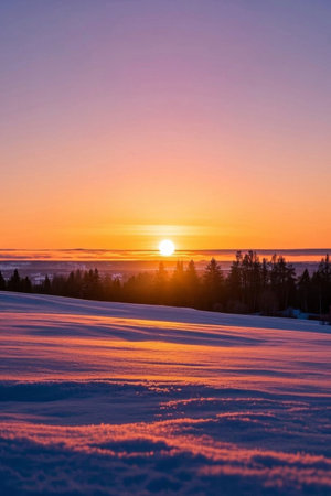 Snow forest sunrise beautyの素材