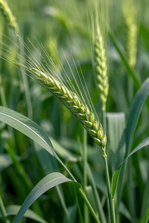 Close up of wheat growing in the fieldの素材
