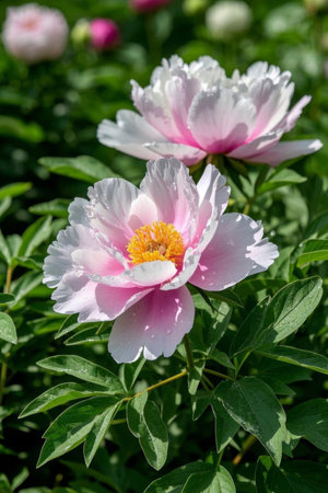 Pink peonies in bloomの素材