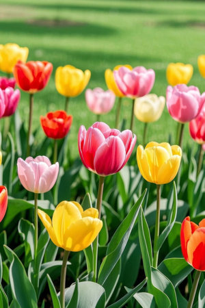 Colorful tulip field viewの素材