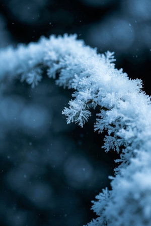 Snow covered branches natural sceneの素材