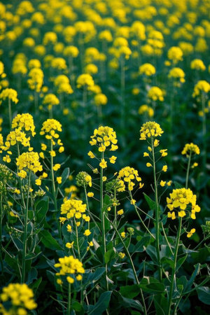 Yellow rapeseed fields natural sceneryの素材