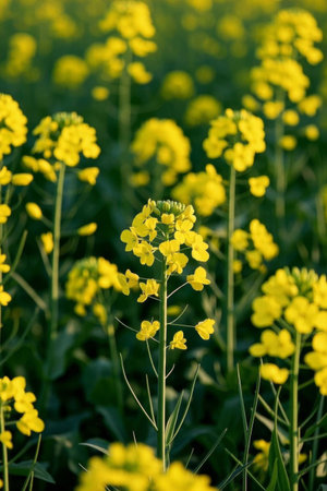 Yellow rapeseed fields natural sceneryの素材