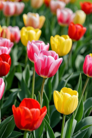 Colorful tulip bushesの素材