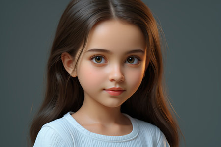 Close up portrait of a little girl on the frontの素材