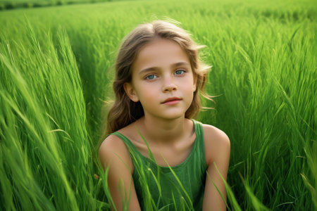 Little girl in the fieldの素材