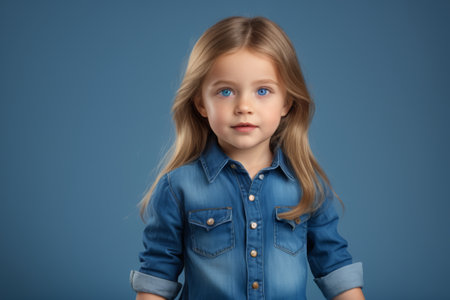 Portrait of Blonde Girl Denim Shirtの素材