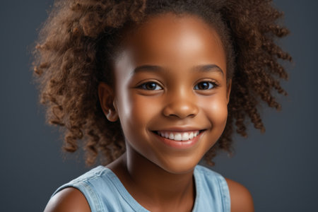 Close up of a smiling little African girlの素材