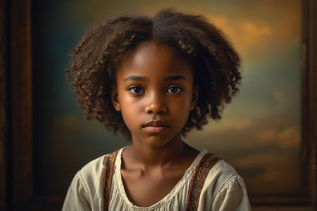 Close up of a little African girlの素材