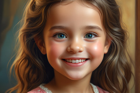 Close up of smiling little girlの素材