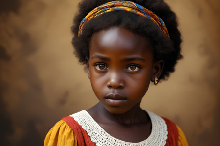 Close up portrait of a little African girlの素材