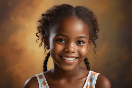 Portrait of smiling little African girlの素材