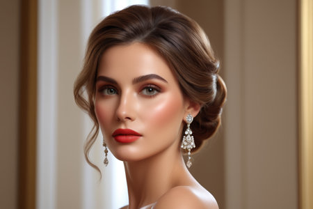 Close up of elegant women's exquisite makeupの素材