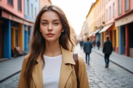 Portrait of a woman on the streetの素材