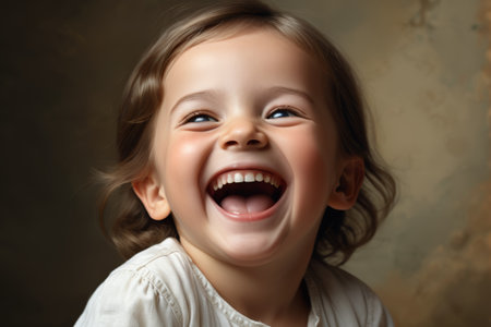 Close up of smiling children's happy portraitの素材