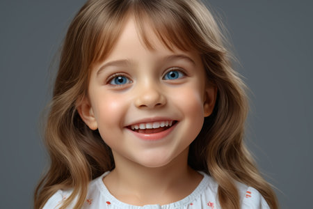 Smiling little girl close up portrait pixel materialの素材