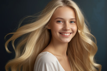 Portrait of Blonde Woman Smilingの素材