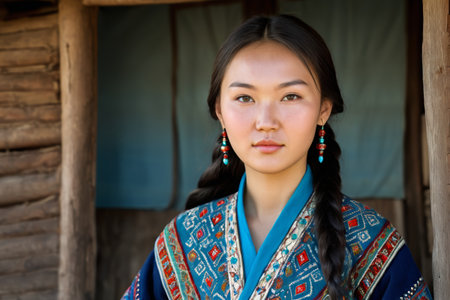 Portrait of a woman in national dressの素材