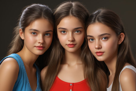 Intimate photo of three girlsの素材