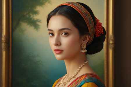 Portrait of a woman in national dressの素材