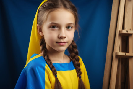 Portrait of a little girl in ethnic dressの素材